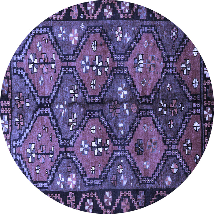 Round Machine Washable Persian Blue Traditional Rug, wshtr645blu