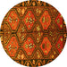 Round Persian Yellow Traditional Rug, tr645yw