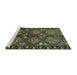 Sideview of Machine Washable Persian Turquoise Traditional Area Rugs, wshtr645turq