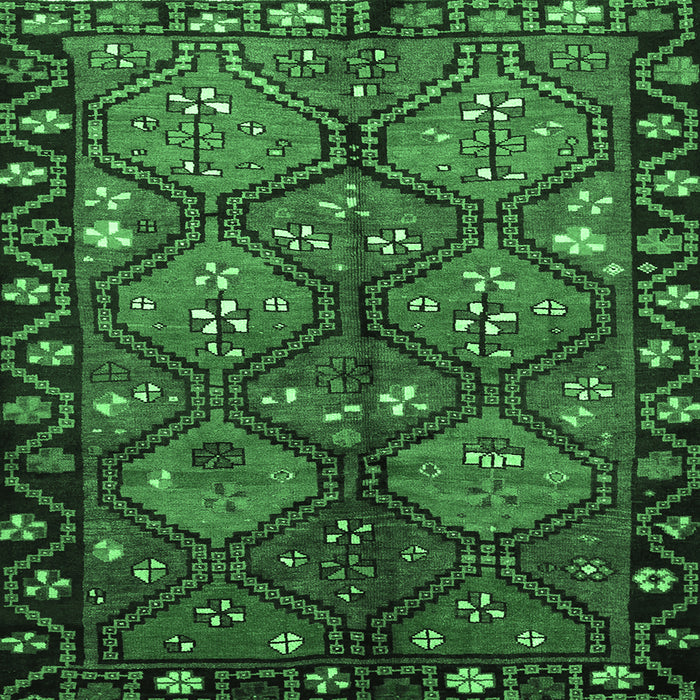 Square Machine Washable Persian Emerald Green Traditional Area Rugs, wshtr645emgrn