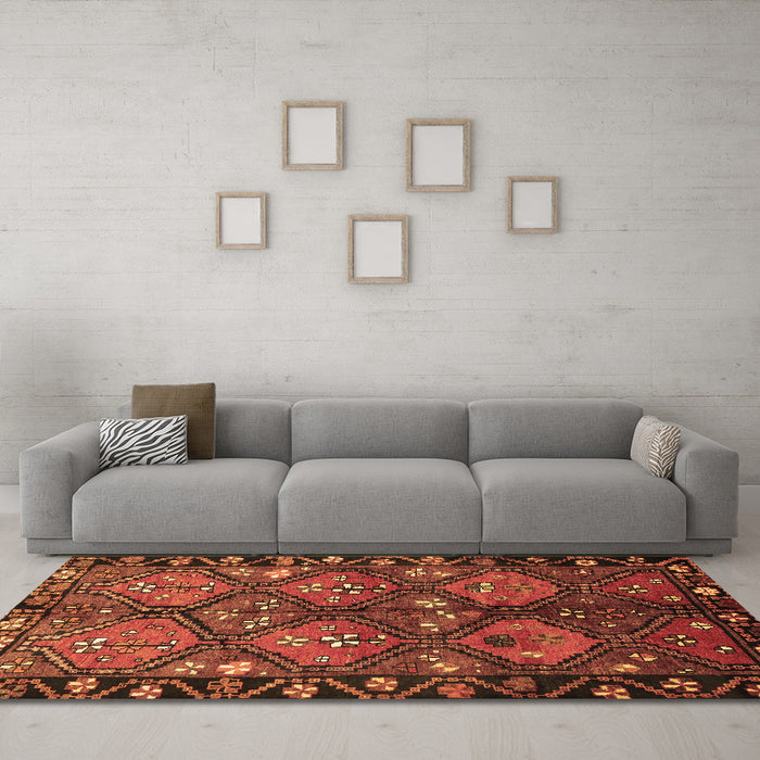 Machine Washable Persian Brown Traditional Rug in a Living Room,, wshtr645brn