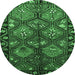 Round Persian Emerald Green Traditional Rug, tr645emgrn