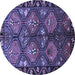 Round Persian Blue Traditional Rug, tr645blu