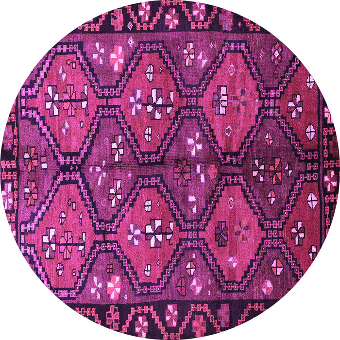 Round Persian Purple Traditional Rug, tr645pur