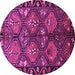 Round Machine Washable Persian Purple Traditional Area Rugs, wshtr645pur