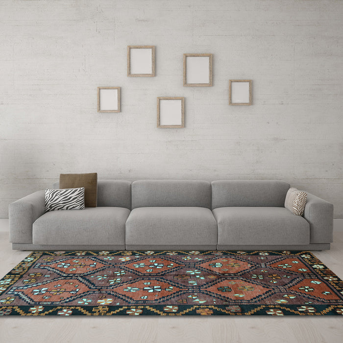 Machine Washable Persian Light Blue Traditional Rug in a Living Room, wshtr645lblu