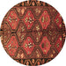 Round Persian Brown Traditional Rug, tr645brn