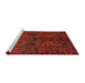 Sideview of Machine Washable Traditional Brown Red Rug, wshtr646