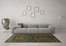 Machine Washable Persian Turquoise Traditional Area Rugs in a Living Room,, wshtr646turq