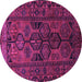 Round Persian Purple Traditional Rug, tr646pur