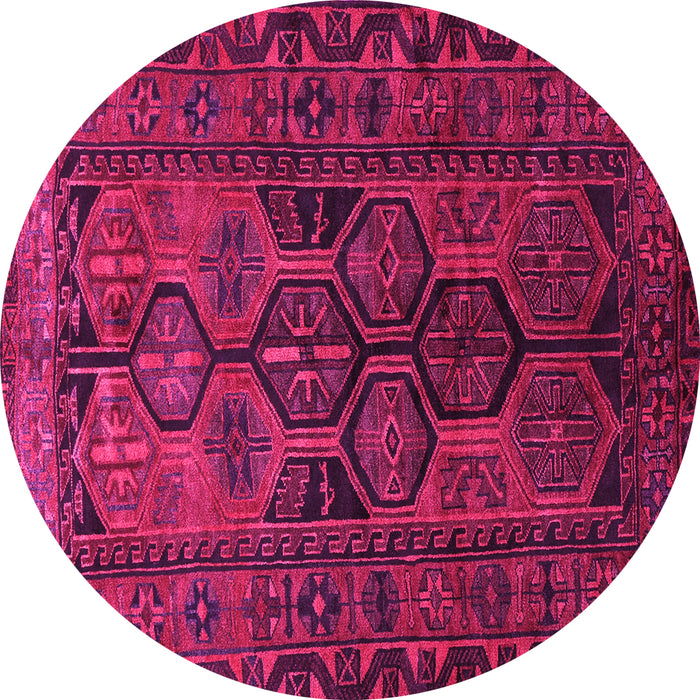 Round Machine Washable Persian Pink Traditional Rug, wshtr646pnk