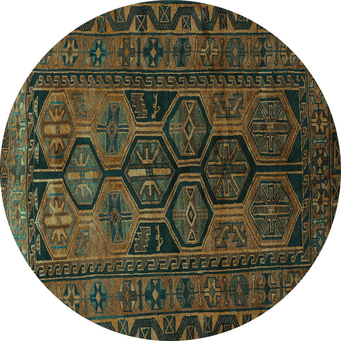 Round Machine Washable Persian Turquoise Traditional Area Rugs, wshtr646turq