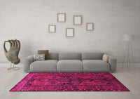 Machine Washable Persian Pink Traditional Rug, wshtr646pnk