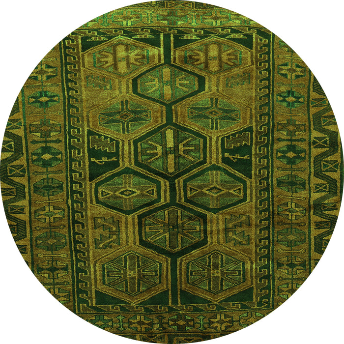 Square Persian Green Traditional Rug, tr646grn