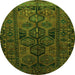 Square Persian Green Traditional Rug, tr646grn