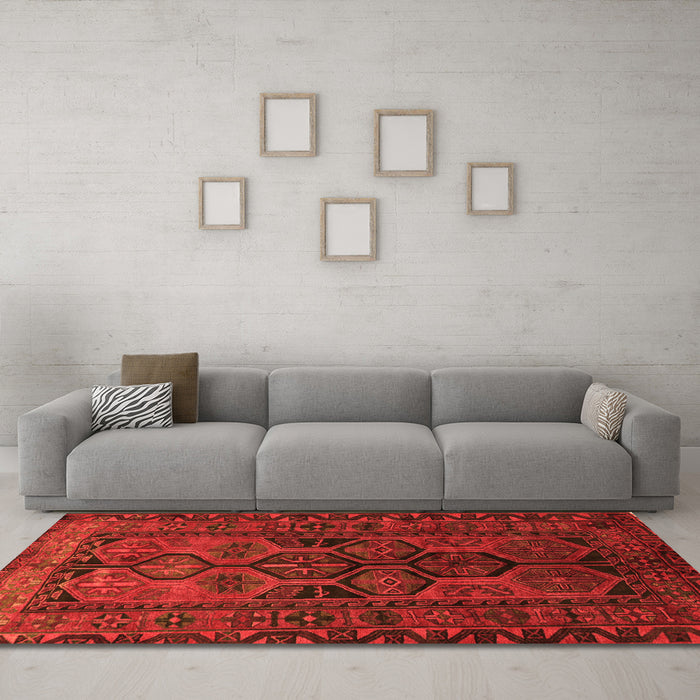 Machine Washable Persian Orange Traditional Area Rugs in a Living Room, wshtr646org
