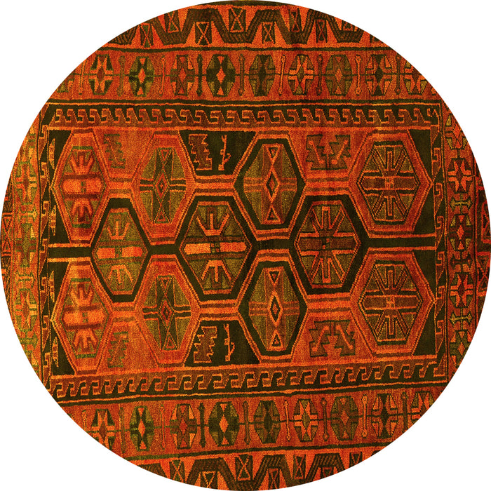 Round Persian Yellow Traditional Rug, tr646yw
