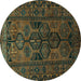 Round Persian Turquoise Traditional Rug, tr646turq