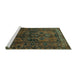 Sideview of Machine Washable Persian Turquoise Traditional Area Rugs, wshtr646turq