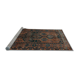 Sideview of Machine Washable Persian Light Blue Traditional Rug, wshtr646lblu