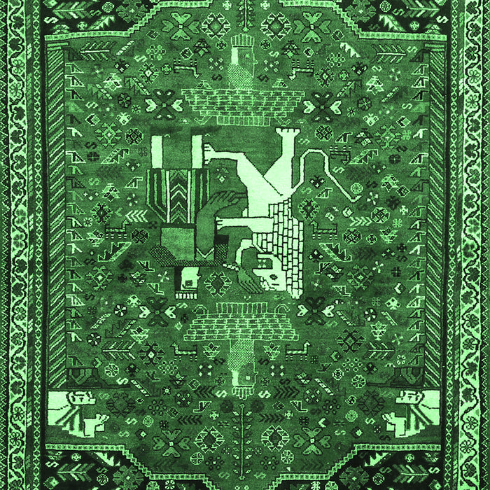 Machine Washable Animal Emerald Green Traditional Area Rugs, wshtr647emgrn