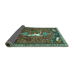 Sideview of Animal Turquoise Traditional Rug, tr647turq