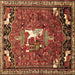 Square Machine Washable Animal Brown Traditional Rug, wshtr647brn