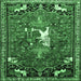 Square Animal Emerald Green Traditional Rug, tr647emgrn