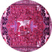 Round Animal Pink Traditional Rug, tr647pnk