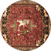 Round Machine Washable Animal Brown Traditional Rug, wshtr647brn