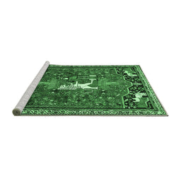 Sideview of Machine Washable Animal Emerald Green Traditional Area Rugs, wshtr647emgrn