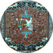 Round Animal Light Blue Traditional Rug, tr647lblu