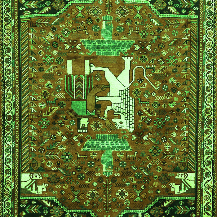 Serging Thickness of Machine Washable Animal Green Traditional Area Rugs, wshtr647grn
