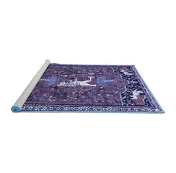 Sideview of Machine Washable Animal Blue Traditional Rug, wshtr647blu
