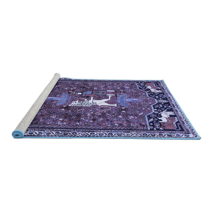 Sideview of Machine Washable Animal Blue Traditional Rug, wshtr647blu