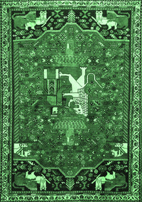 Animal Emerald Green Traditional Rug, tr647emgrn