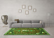 Machine Washable Animal Green Traditional Area Rugs in a Living Room,, wshtr647grn