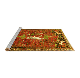 Sideview of Machine Washable Animal Yellow Traditional Rug, wshtr647yw
