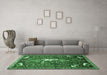 Machine Washable Animal Emerald Green Traditional Area Rugs in a Living Room,, wshtr647emgrn