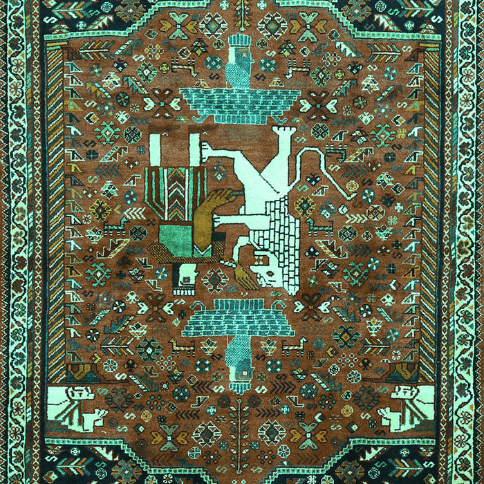 Machine Washable Animal Turquoise Traditional Area Rugs, wshtr647turq