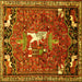 Square Machine Washable Animal Yellow Traditional Rug, wshtr647yw