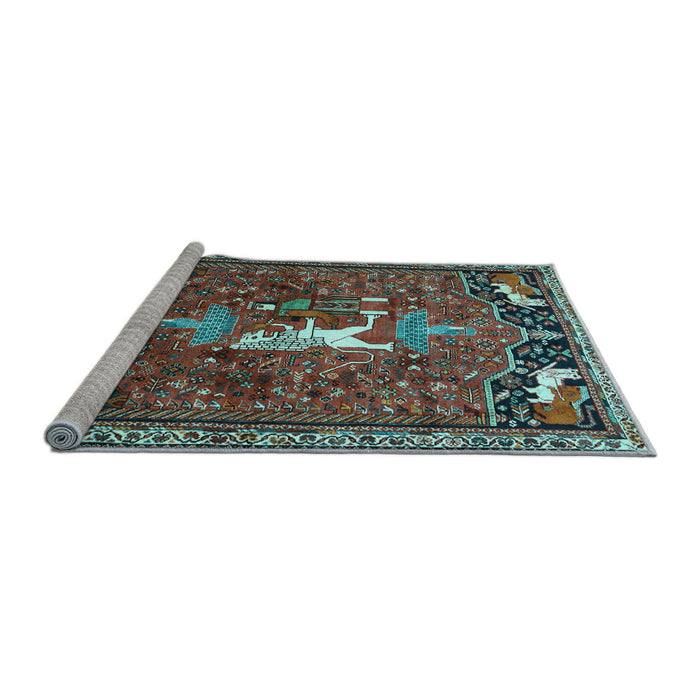Sideview of Machine Washable Animal Light Blue Traditional Rug, wshtr647lblu