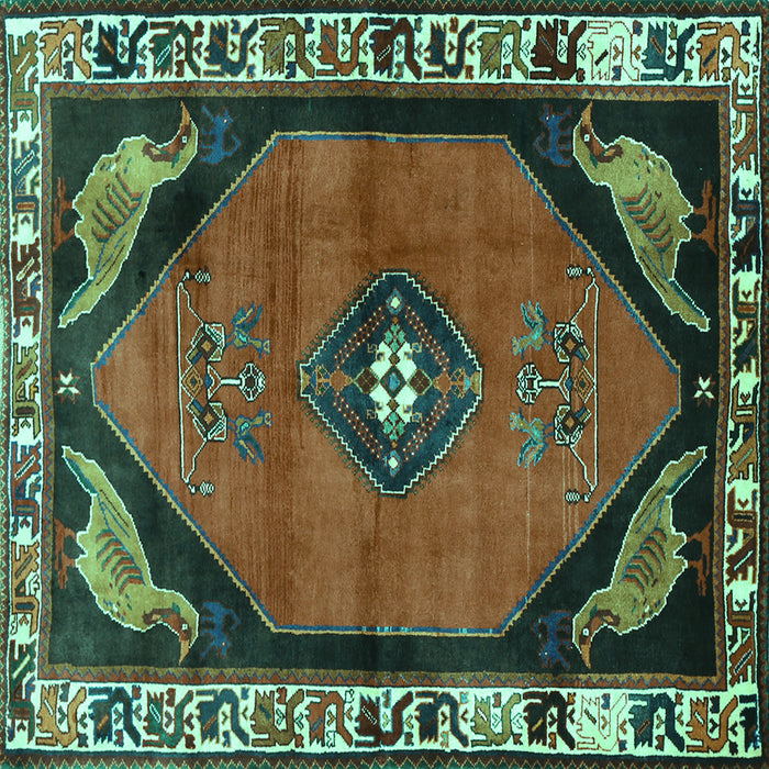 Square Persian Turquoise Traditional Rug, tr648turq