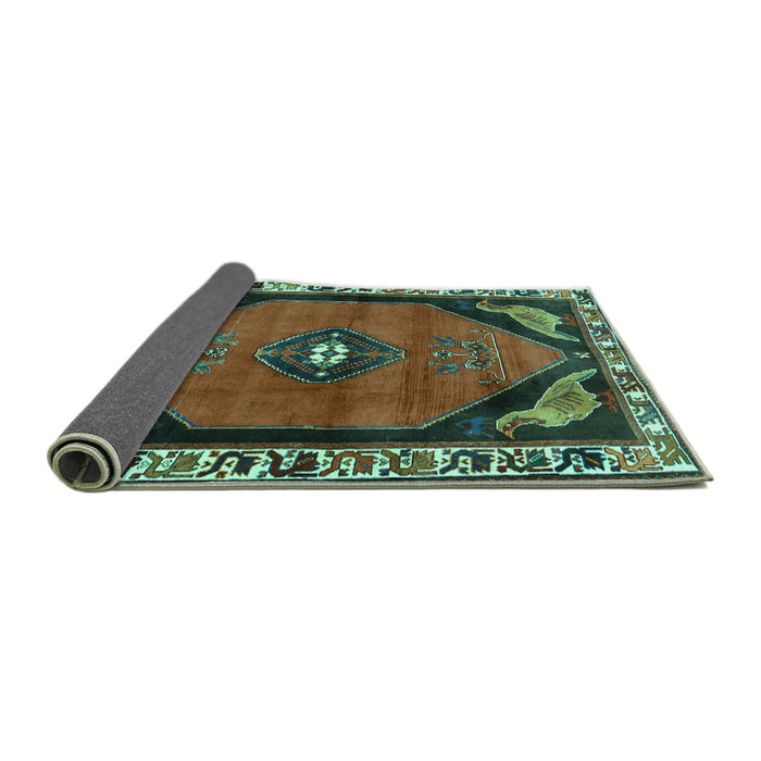 Sideview of Persian Turquoise Traditional Rug, tr648turq