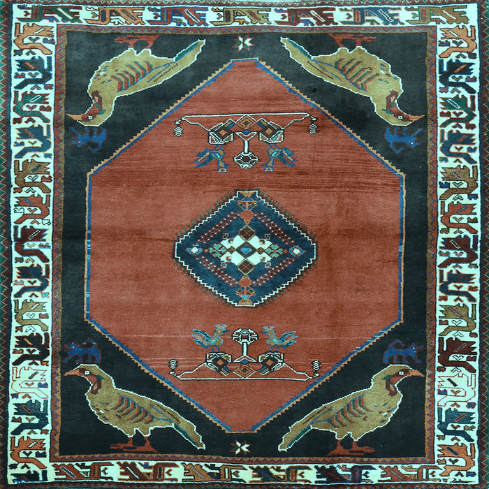 Square Machine Washable Persian Light Blue Traditional Rug, wshtr648lblu