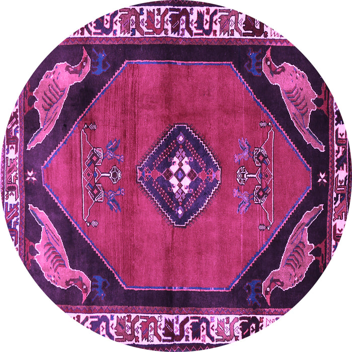 Round Persian Purple Traditional Rug, tr648pur