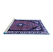 Sideview of Machine Washable Persian Blue Traditional Rug, wshtr648blu