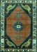 Machine Washable Persian Turquoise Traditional Area Rugs, wshtr648turq