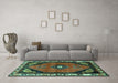 Machine Washable Persian Turquoise Traditional Area Rugs in a Living Room,, wshtr648turq