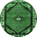 Round Persian Emerald Green Traditional Rug, tr648emgrn